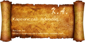 Kapronczai Adeodát névjegykártya